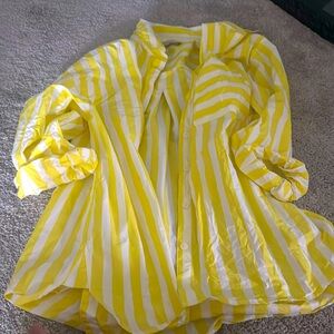 Yellow striped button down shirt